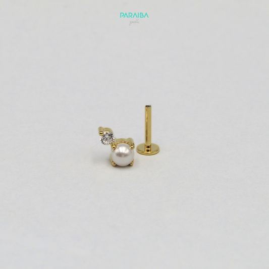 Orecchino piercing perla e zircone
