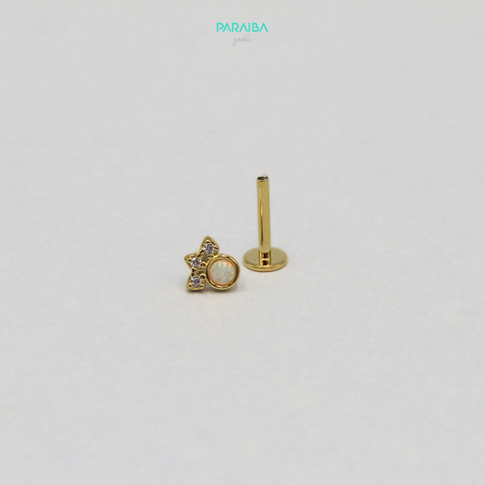 Orecchino piercing perla e 3 zirconi