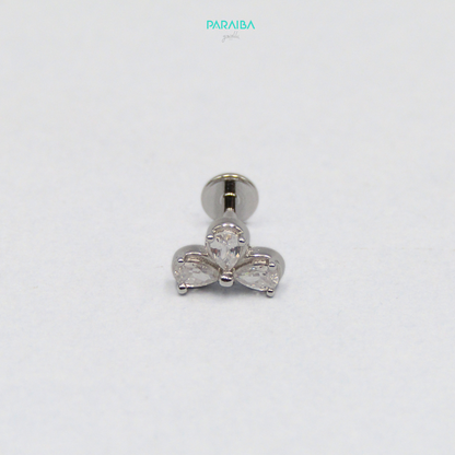 Orecchino piercing 3 zirconi goccia