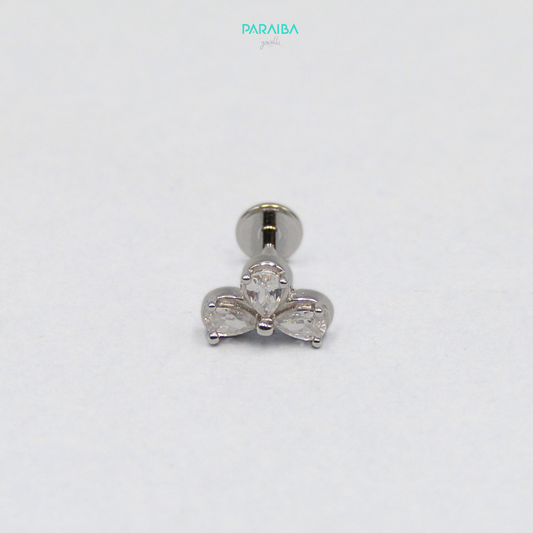 Orecchino piercing 3 zirconi goccia